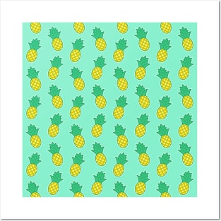 Pineapple Pattern (Aqua) Posters and Art